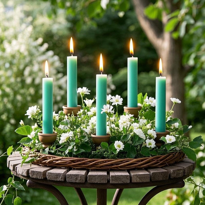 Sihuida 12-Pack Mint Green Taper Candles, 10 Inch Unscented Dripless Candlesticks, Long-Lasting Burn Time of 7-8 Hours, Perfect for Home Décor, Spring and St. Patrick's Day - Image 4